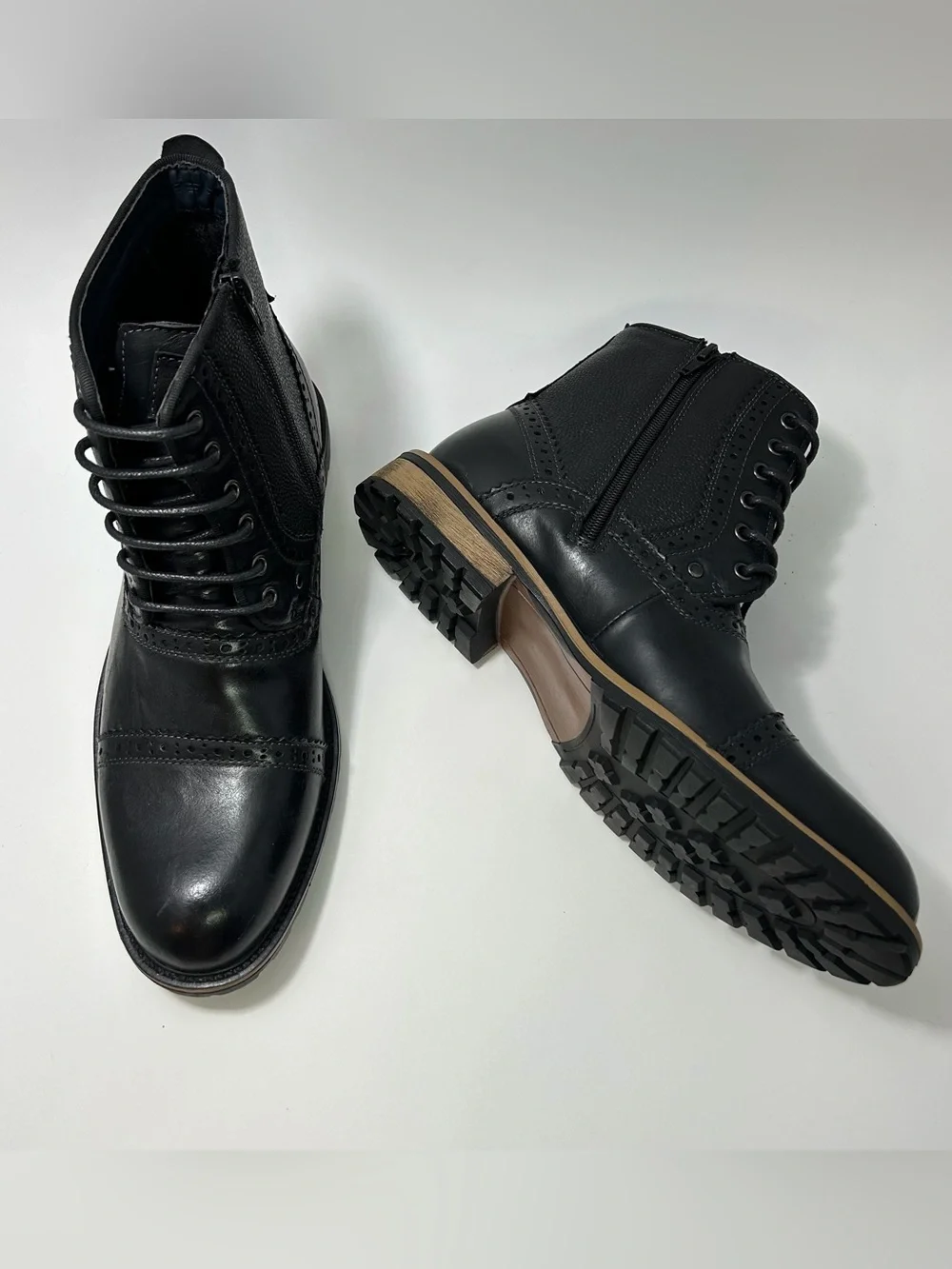 Steve Madden Men's Boots Sz 10 Lace Up Combat Style Blue Settler Dress Side Zip